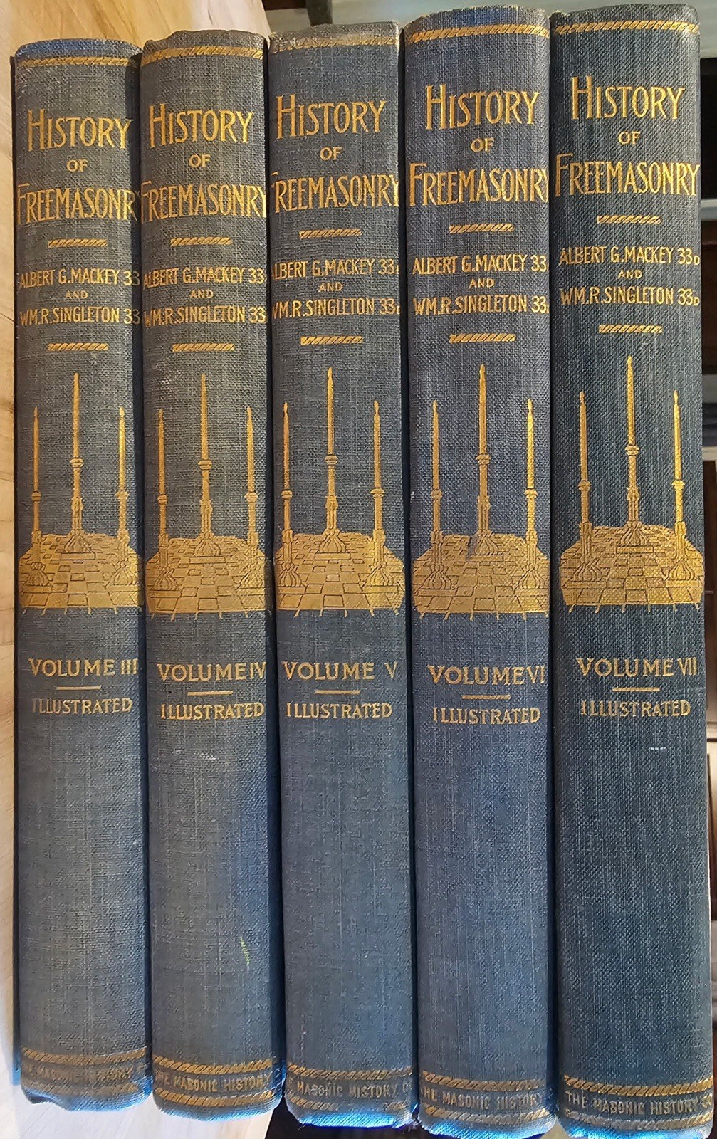 [Masonic Lodge] Mackey, THE HISTORY OF FREEMASONRY, Full Set, Beautiful!