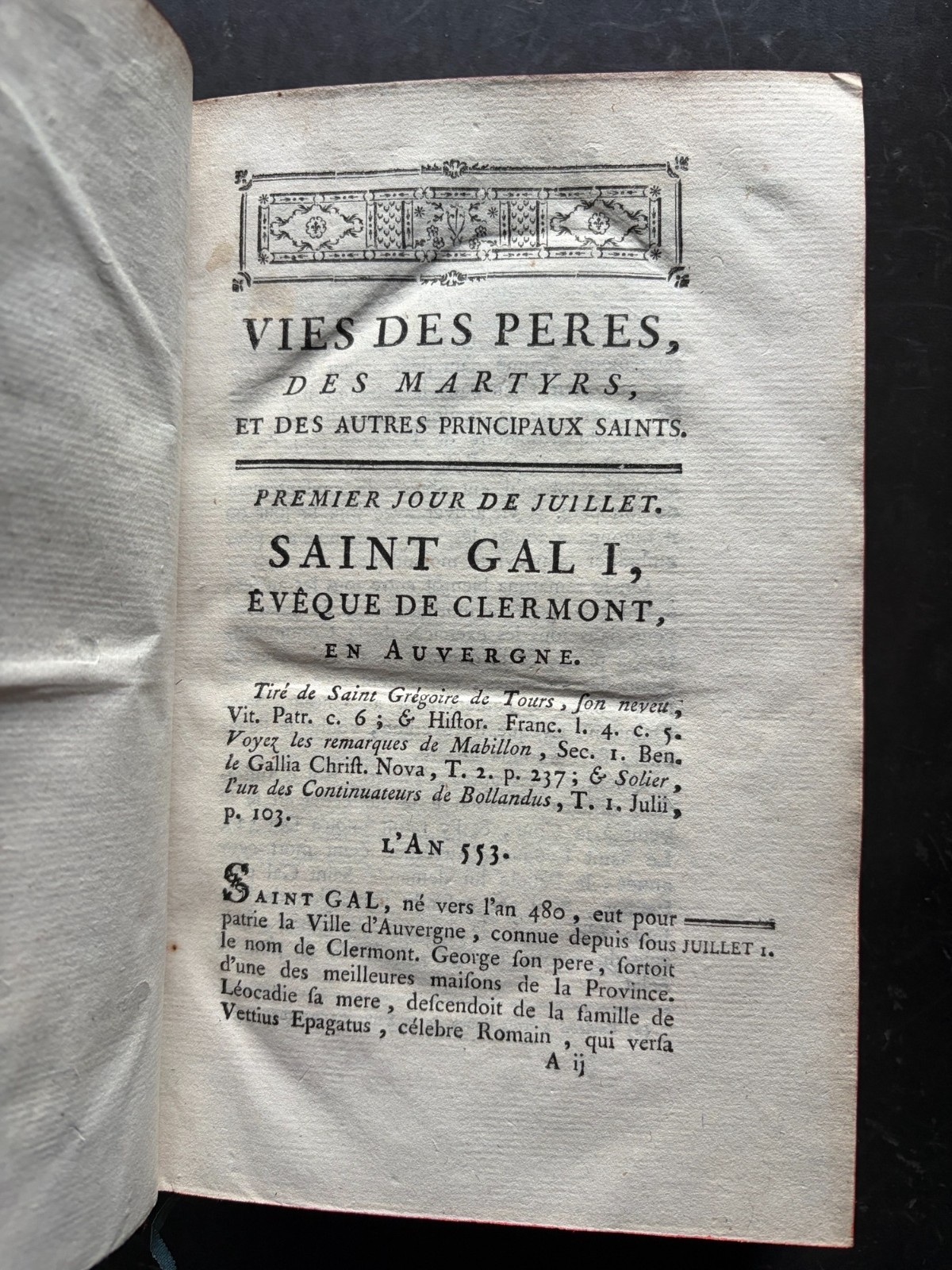 ANTIQUE !! 1768 Vies des pères, des martyrs, et des autres principaux saints VG!