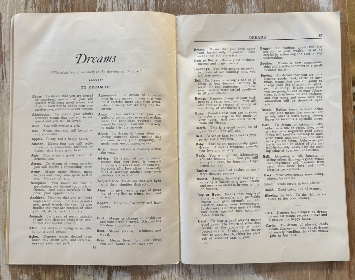 Vintage Horoscope & Dream astrology book Personal Characteristics 1927
