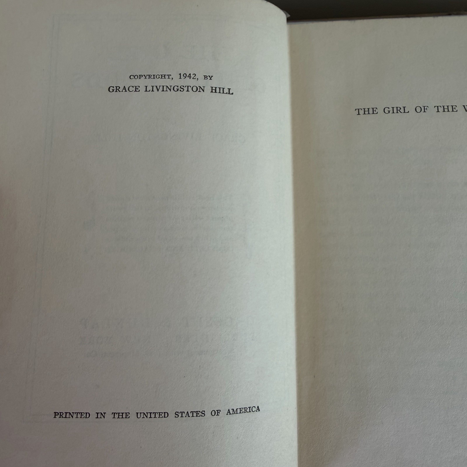 The Girl of the Woods by Grace Livingston Hill 1942 HC/DJ Vintage Romance Novel