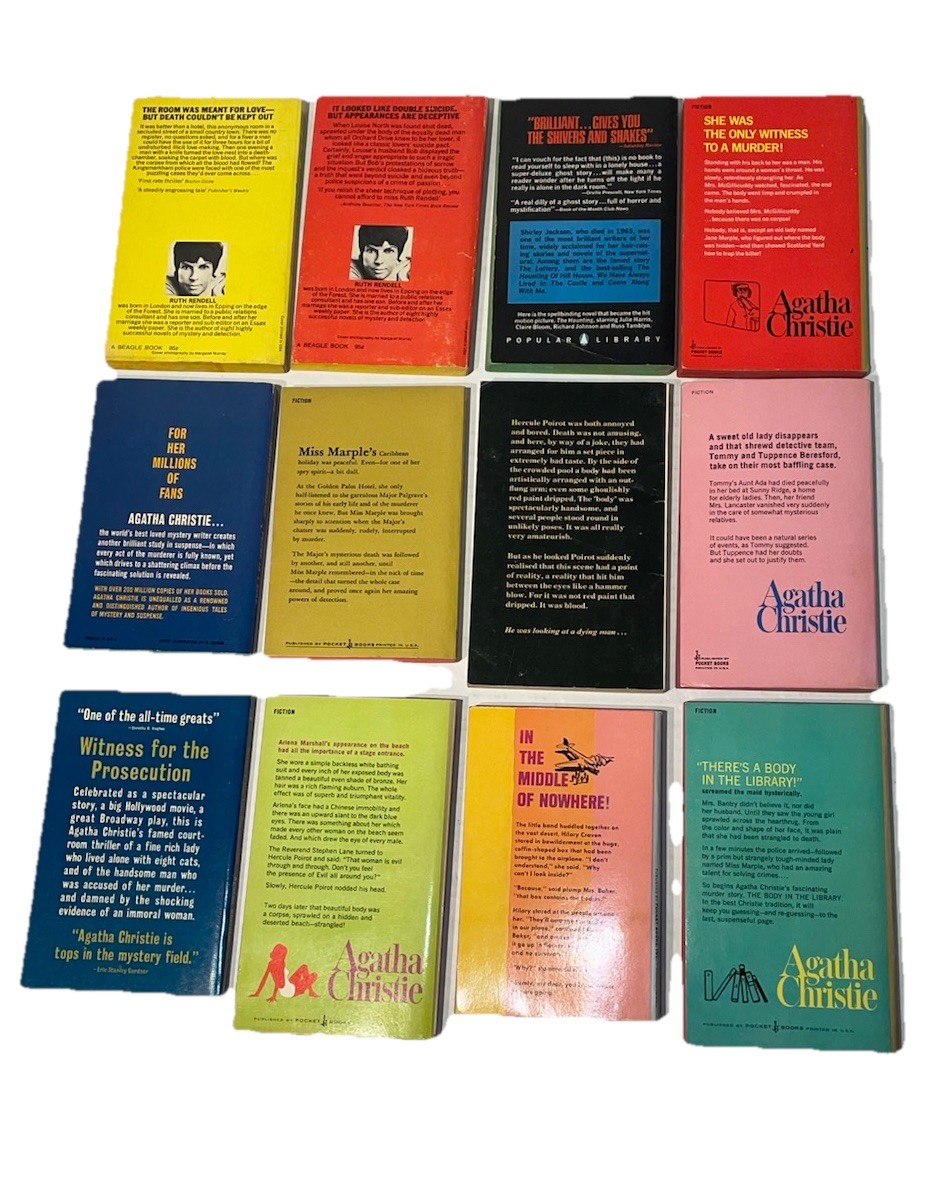 Lot of 12 Vintage Mystery Pulp Fiction Paperback Books 50s-60s Christie, Rendell