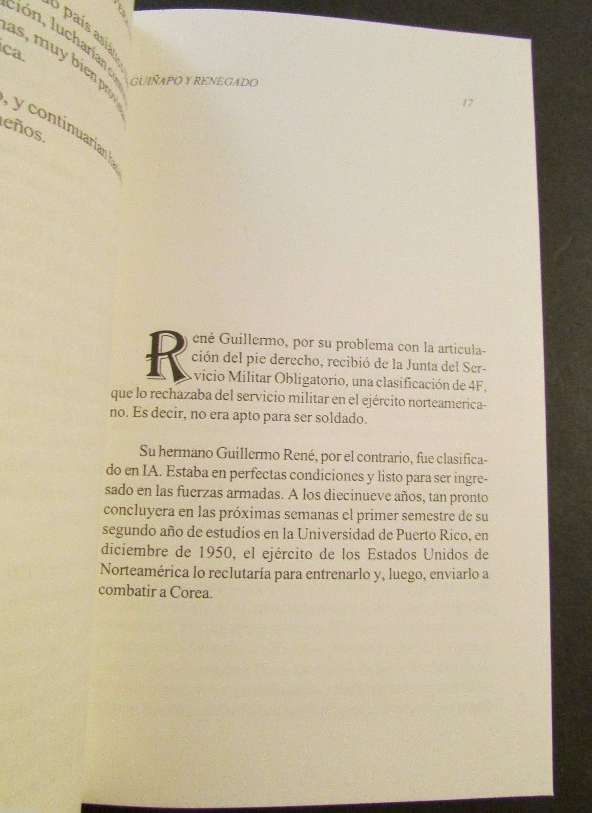 VINTAGE BOOK / GUIÑAPO Y RENEGADO / F. RIVERA LIZARDI / PUERTO RICO / 1998