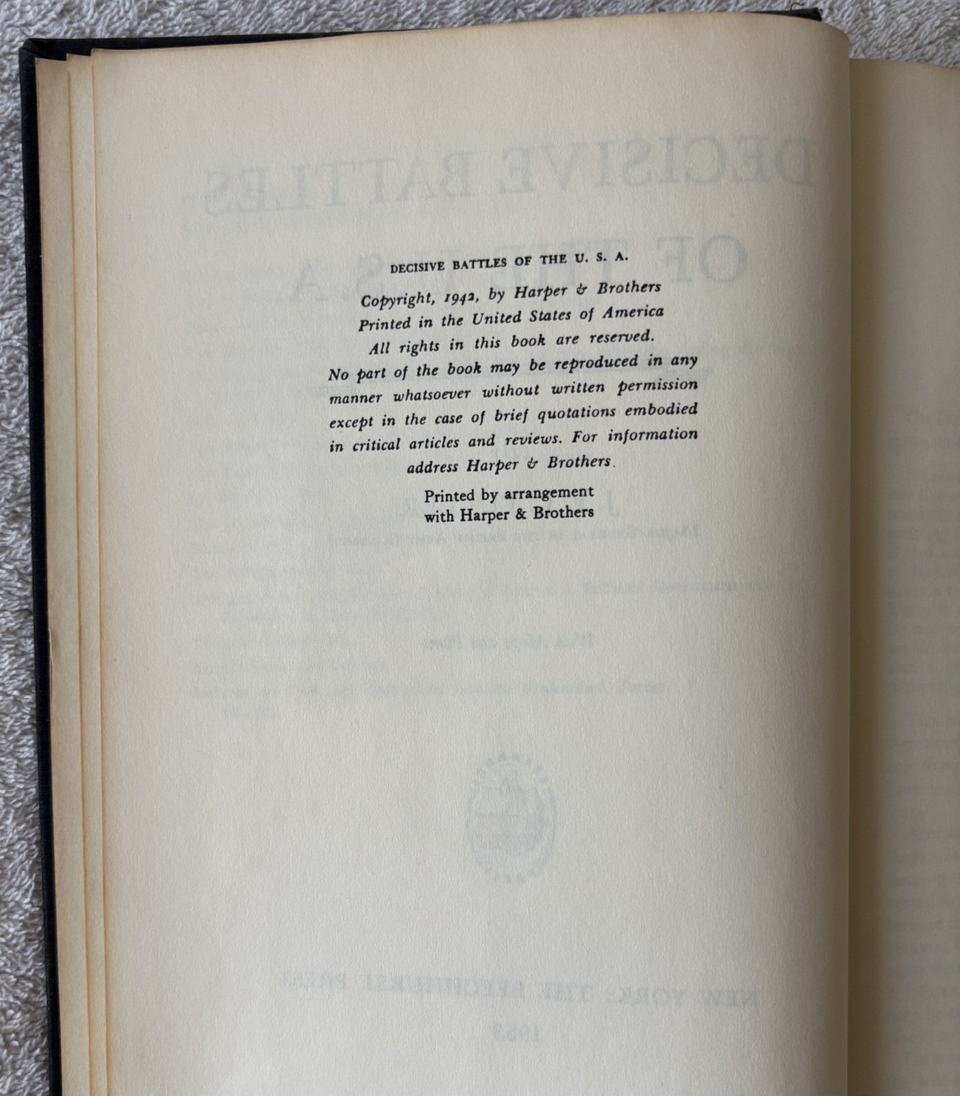 Vintage HC Book: DECISIVE BATTLES OF THE U.S.A., J.F.C. Fuller, 1953