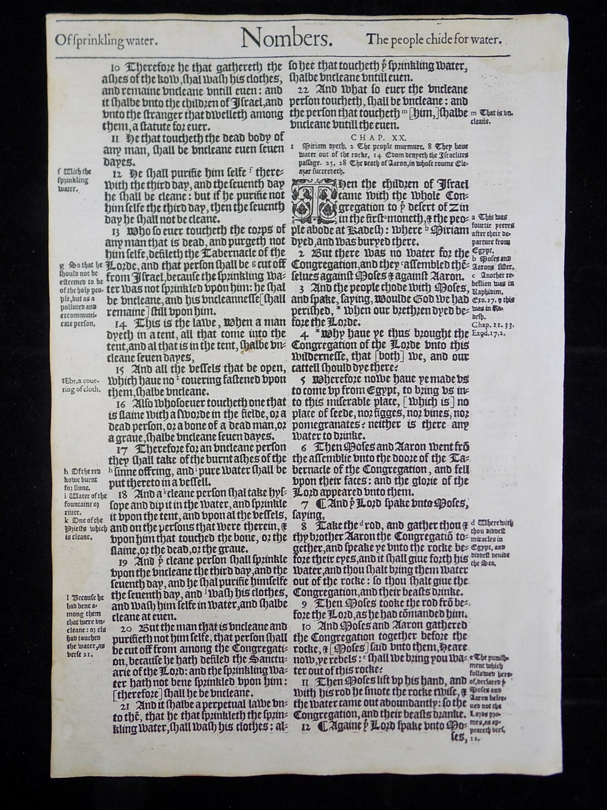 1583 Noblest Geneva Bible Folio- Book of Numbers Leaves- YOU PICK