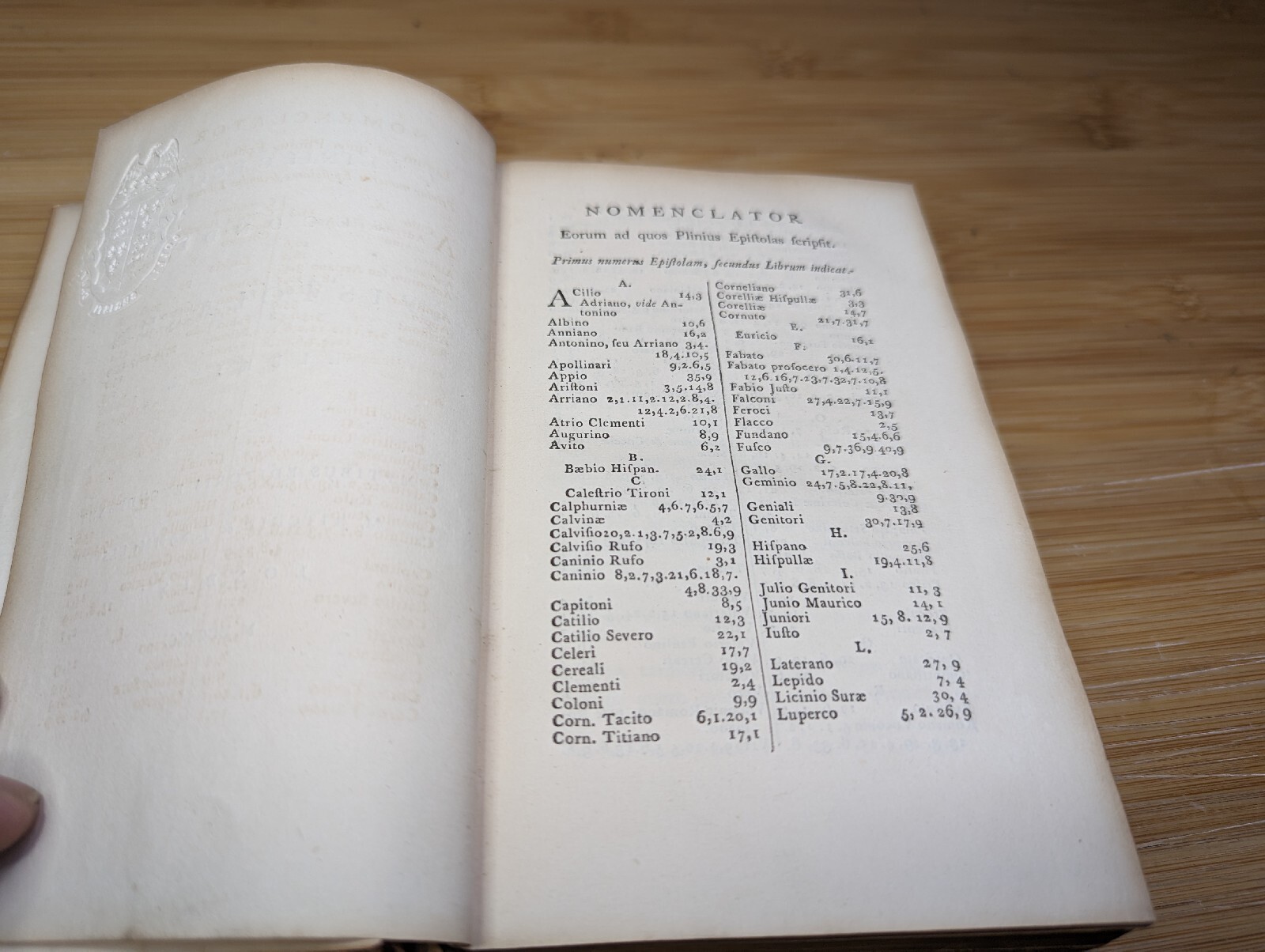 1790 Plinii Caecilii Secundi Epistolarum Libri X Pliny the Younger