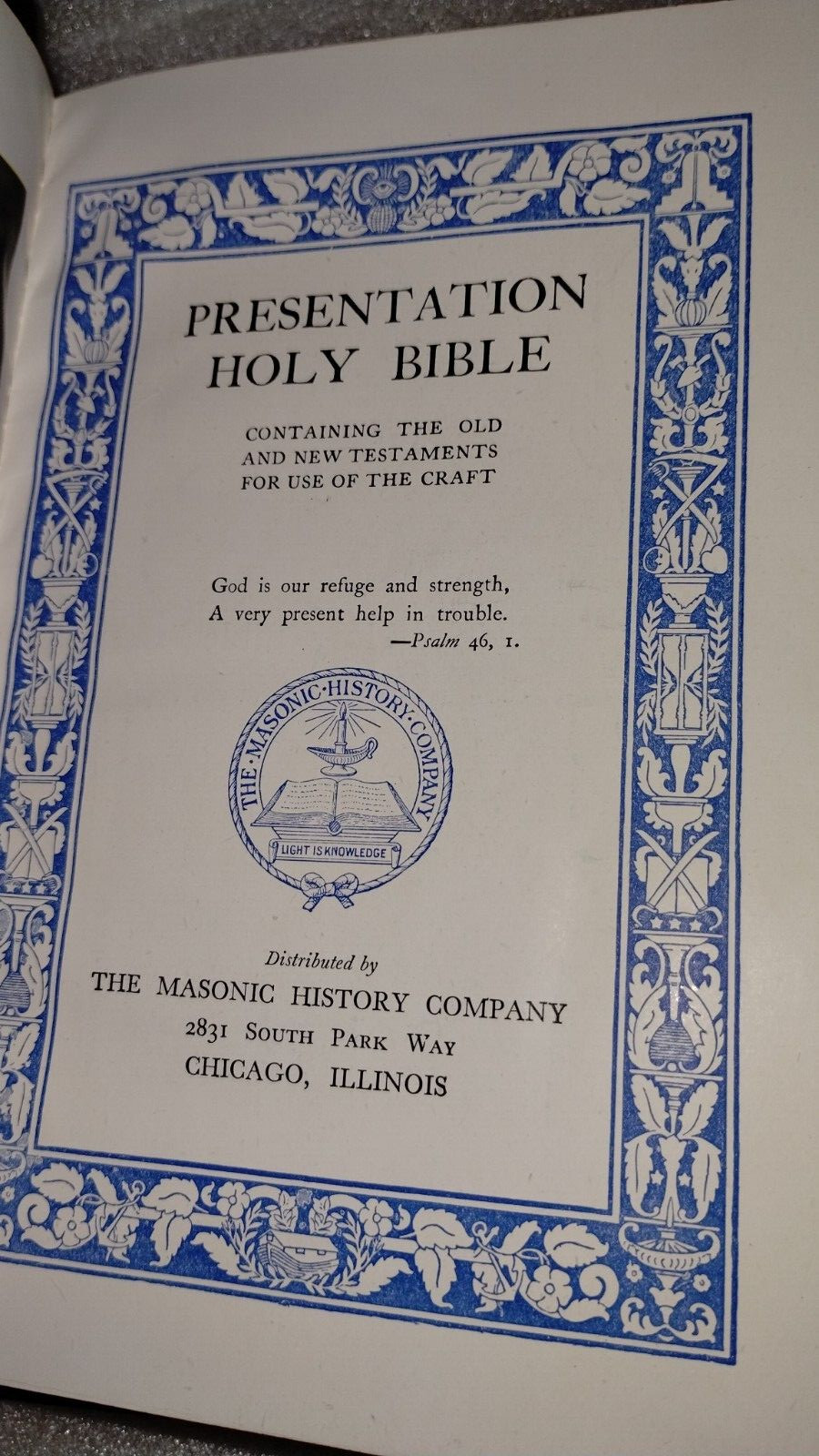 1949 HOLY BIBLE MASONIC EDITION Fremont Nebraska Presentation Copy
