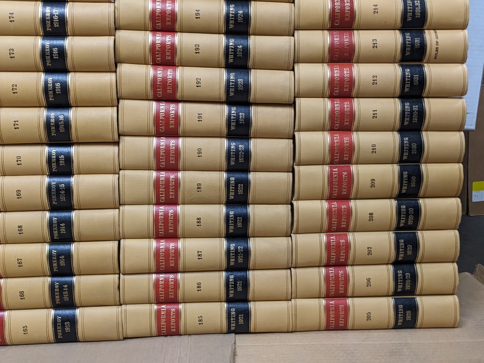 California Reports Vintage Law Books 1852-1934, SET OF 219 Volumes, LIKE NEW