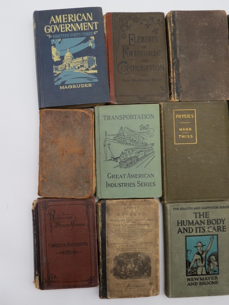 15 ANTIQUE MATH, GOVERNMENT, HISTORY, PHYSICS BOOKS COLLECTION LOT 1832-1943
