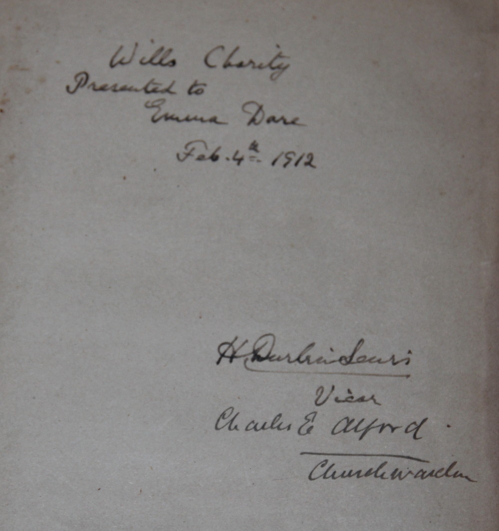 Holy Bible 1912 Emma Dare, St Bartholomew Parish Church, Crewkerne in Somerset