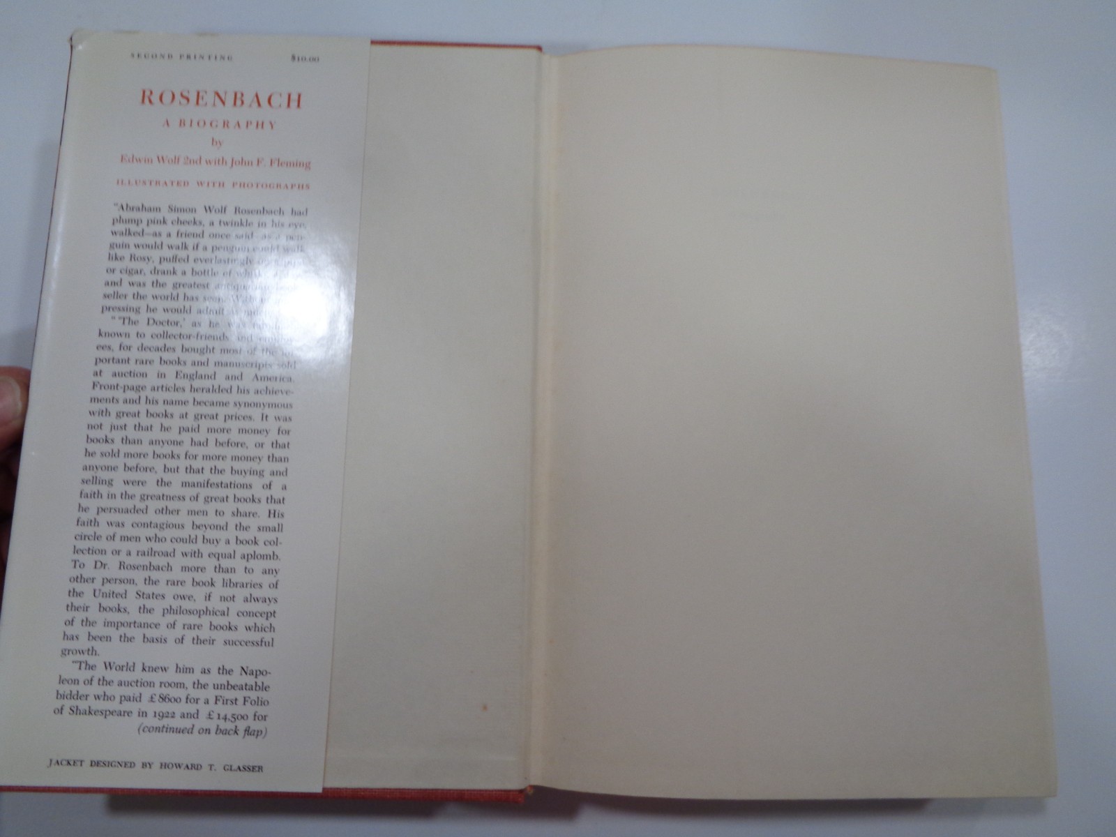 Rosenbach A Biography HBDJ 1st Edition 2nd Printing Bibliophile Rare Book Seller