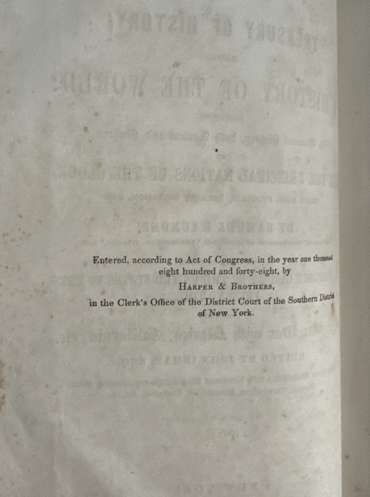 The Treasury of History, Vol. I by Samuel Maunder (Harper, Leather Bound, 1850)