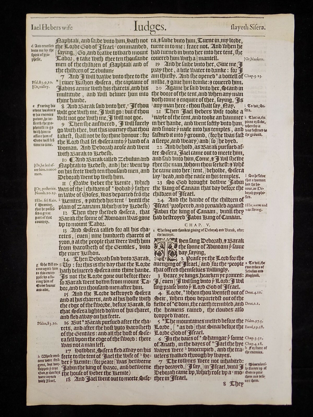 1583 Noblest Geneva Bible Folio- Book of Judges Leaves- YOU PICK