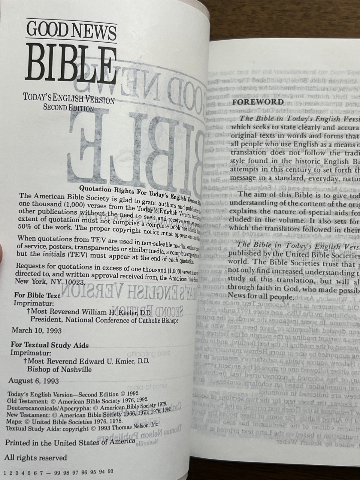 Holy Bible, Precious Moments Bible Today’s English Version 1993 Catholic 1271NV