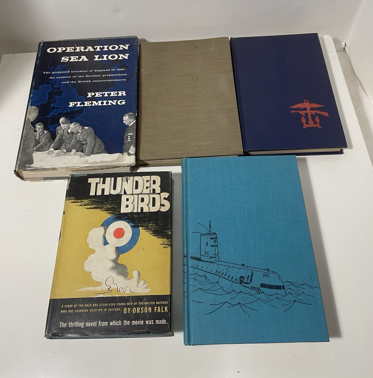 5 WWII Hardcover Books – Operation Sea Lion, General Ike, Thunderbirds, Nautilus