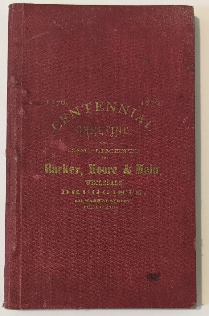 1875 CENTENNIAL GUIDE BOOK CATALOG by BARKER Moore & MEIN DRUGGISTS PHILADELPHIA