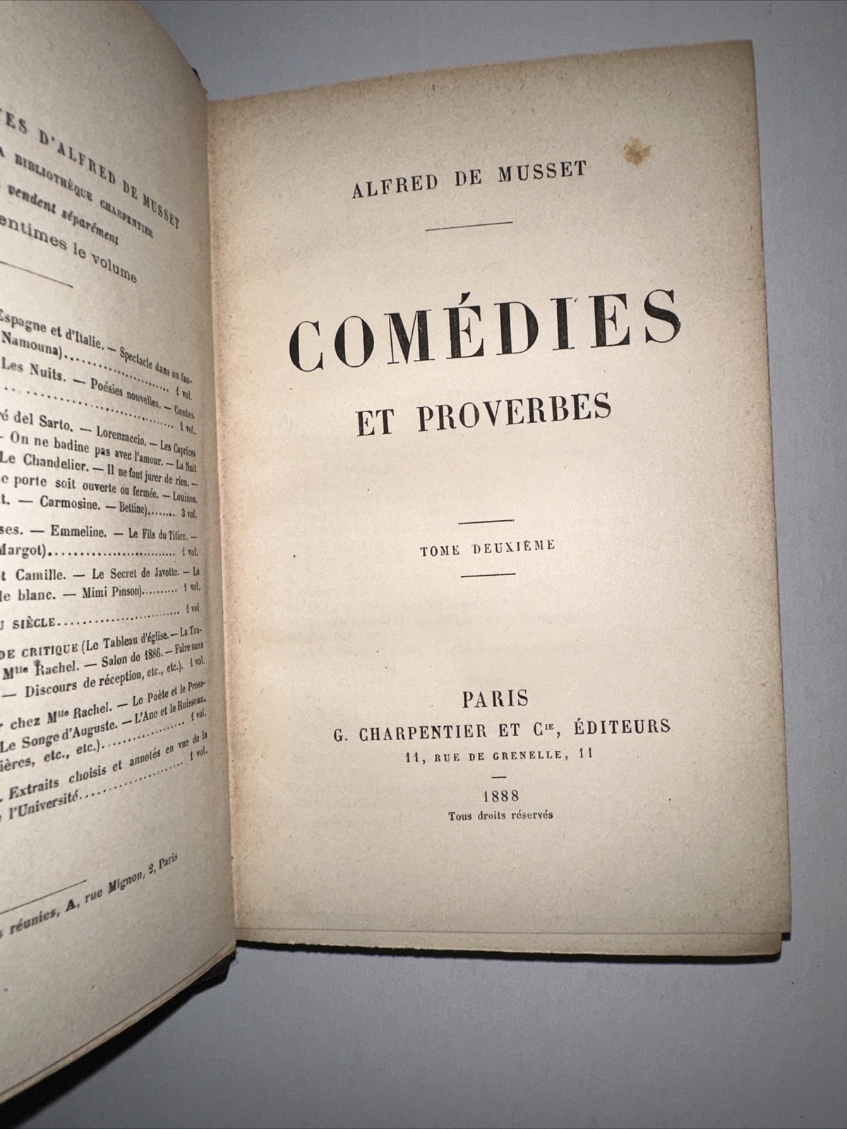 3 Book Set 1891 Original Nice Shape 1888 Paris Comedies Et Proverbes