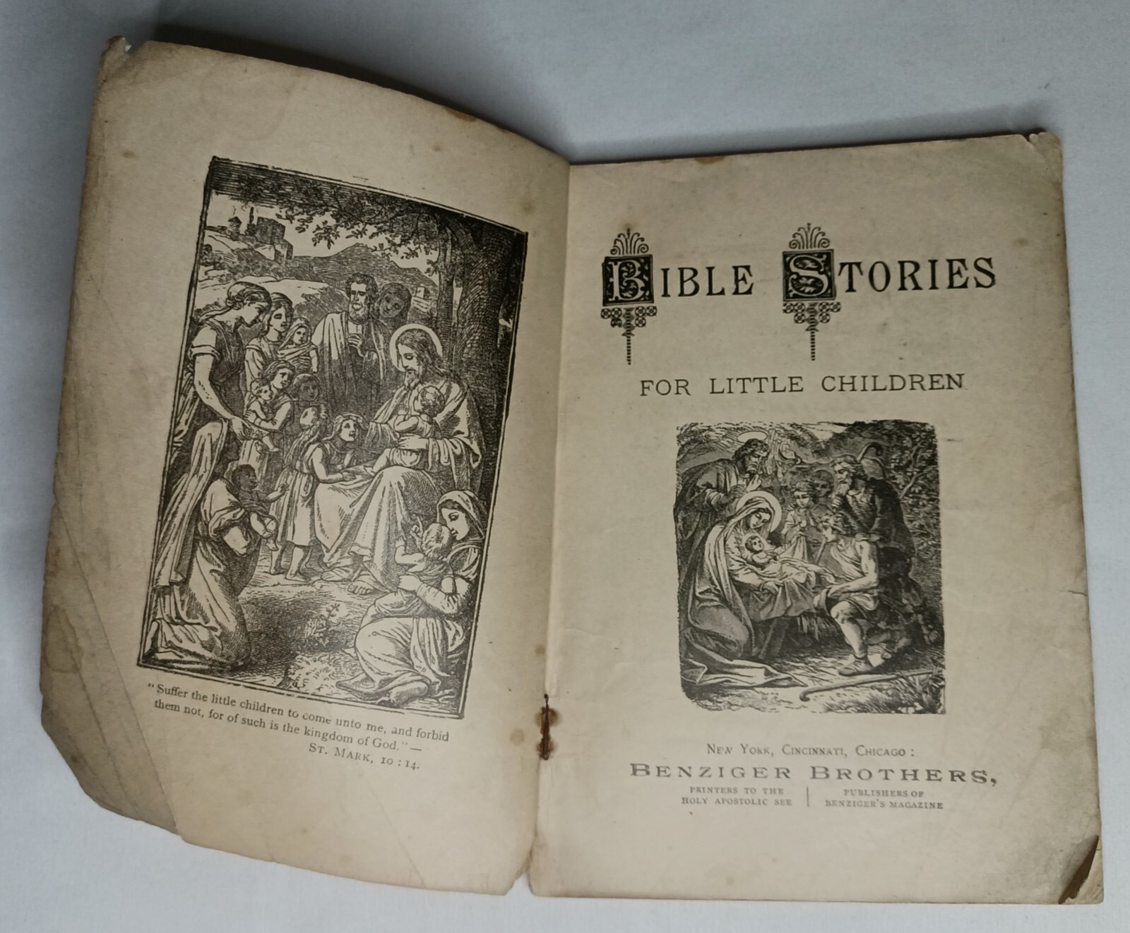 Bible Stories For Little Children 1894 Benzinger Brothers Antique Book