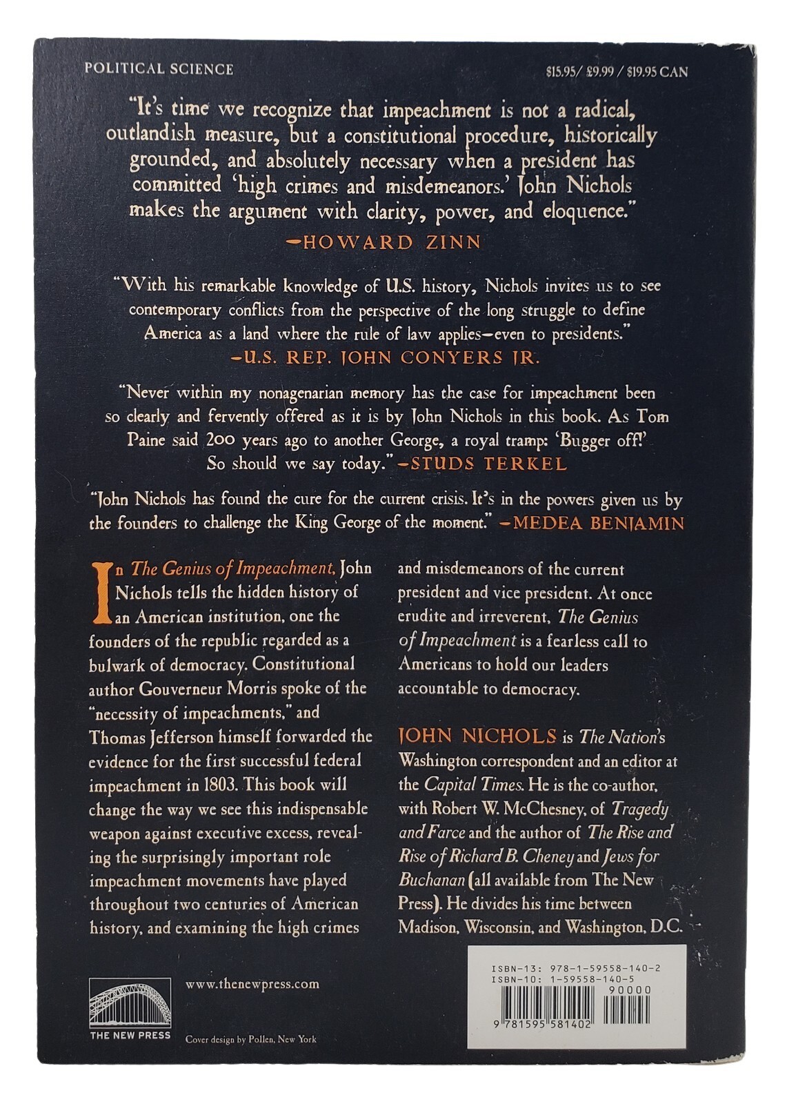 Genius of Impeachment SIGNED 1st, US Constitution history, politics John Nichols
