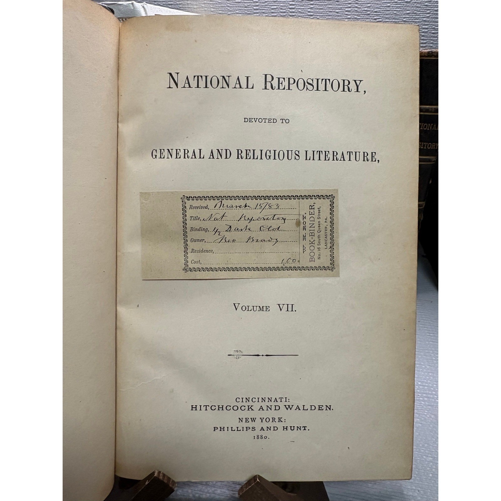 Antique 1880 National Repository Vol VII Leather Bound Illustrated History Book
