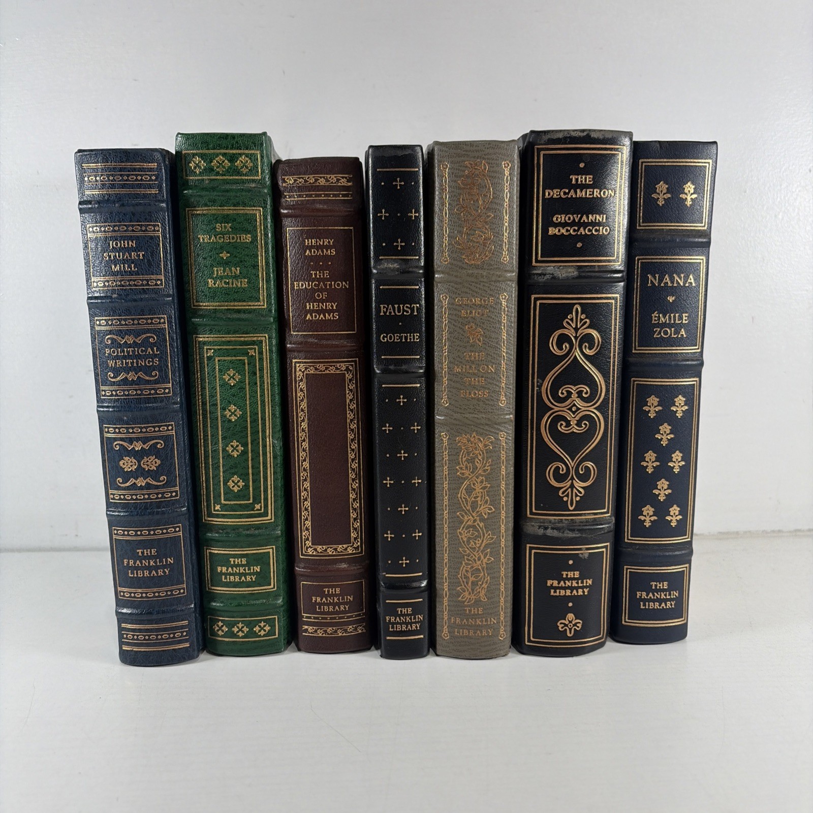 Franklin Library Lot of 7 Hardcover Staging Decorative Leather Bound Books