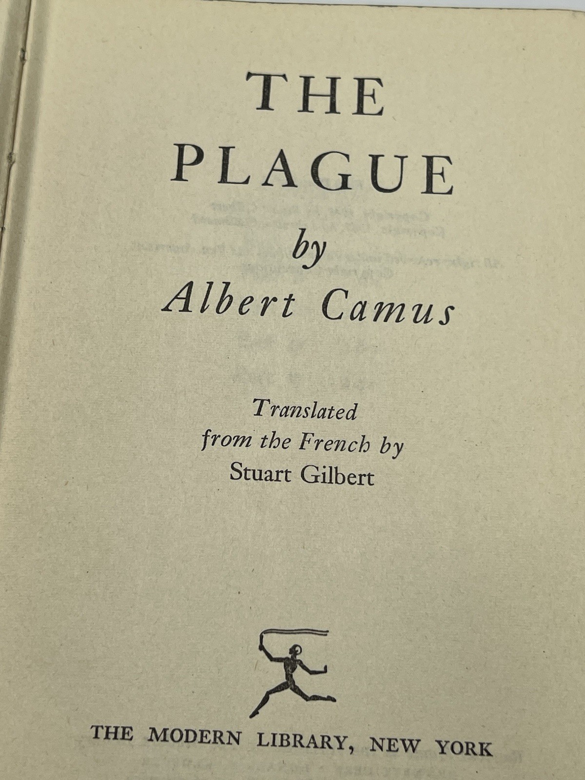 The Plague by Albert Camus 1948 Modern Library Hardcover