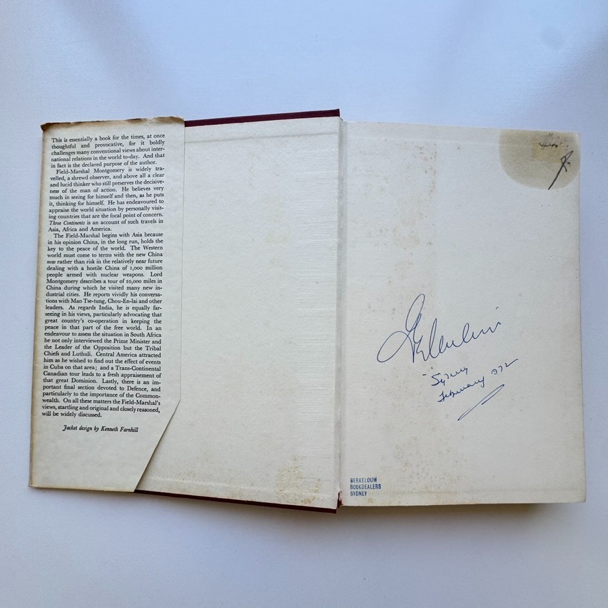 1962 Three Continents FM Montgomery SIGNED TWICE Sydney 1972 Berkelouw Books