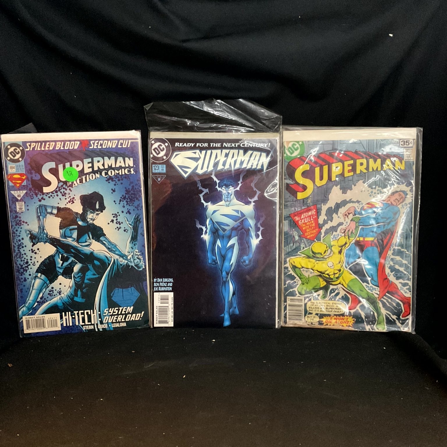 Superman Action Comics #694 #123 #323 Electric Atomic Skull Lot DC Comics
