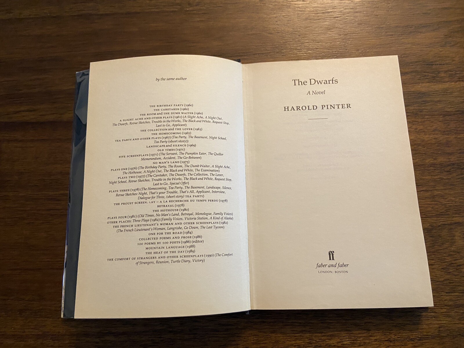 The Dwarfs By Harold Pinter 1st UK Edition 1st UK Printing 1990 Hardcover