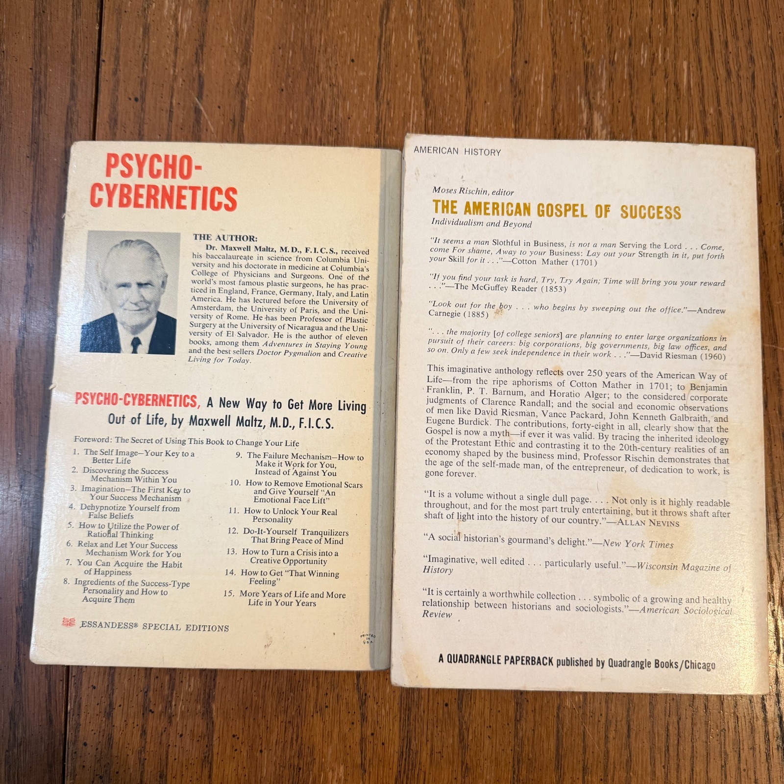 Vintage Self-Help & American History Book Lot Psycho-Cybernetics + American Gosp
