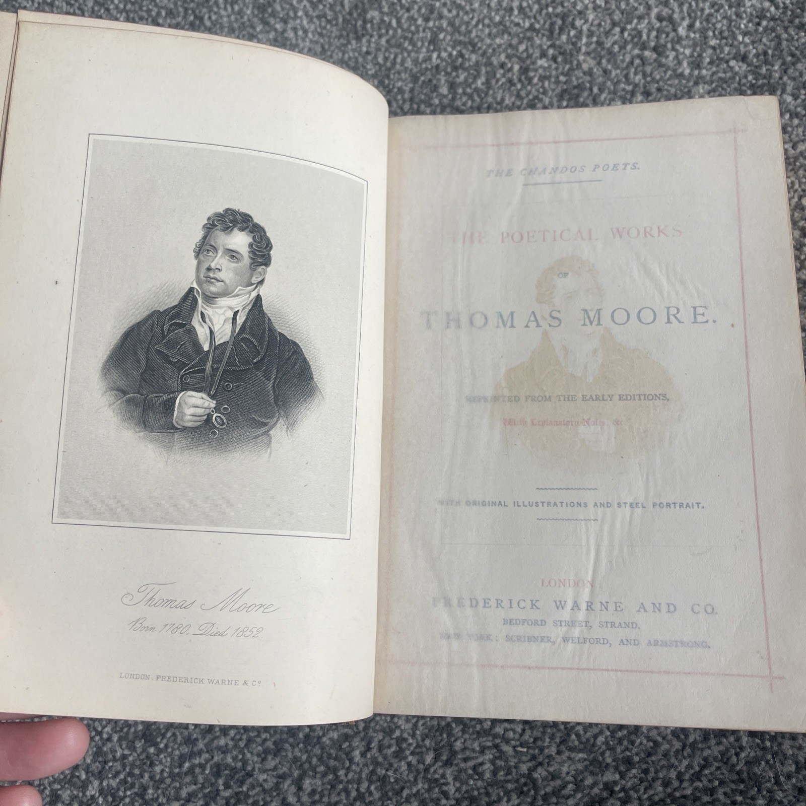 Thomas Moore Poetical Works The Chandos Poet Antique Book Frederick Warne