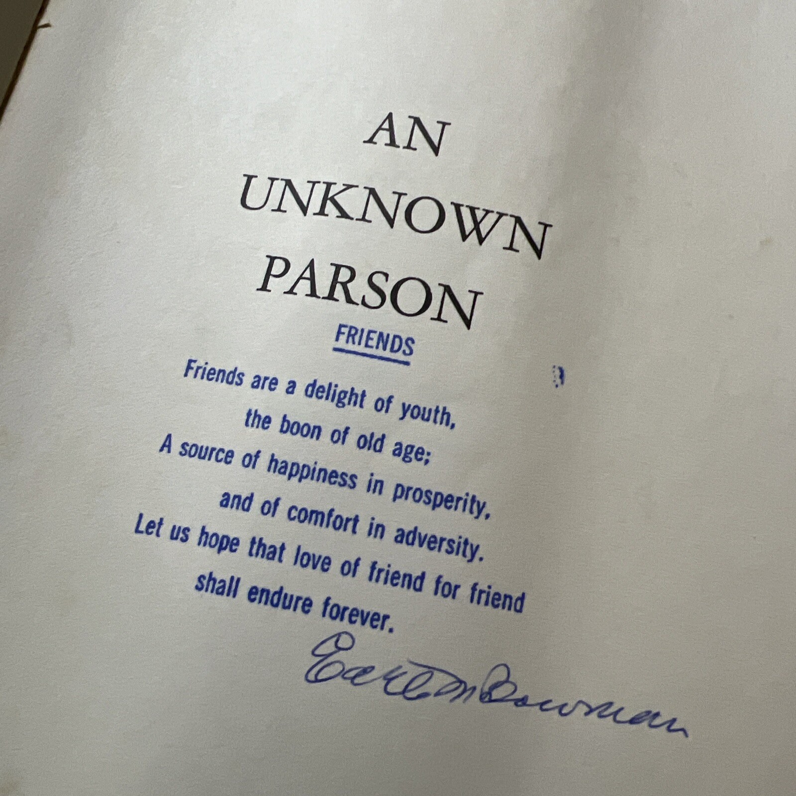 An Unknown Parson SIGNED Earl M. Bowman 1976 Religion Church Of The Brethren