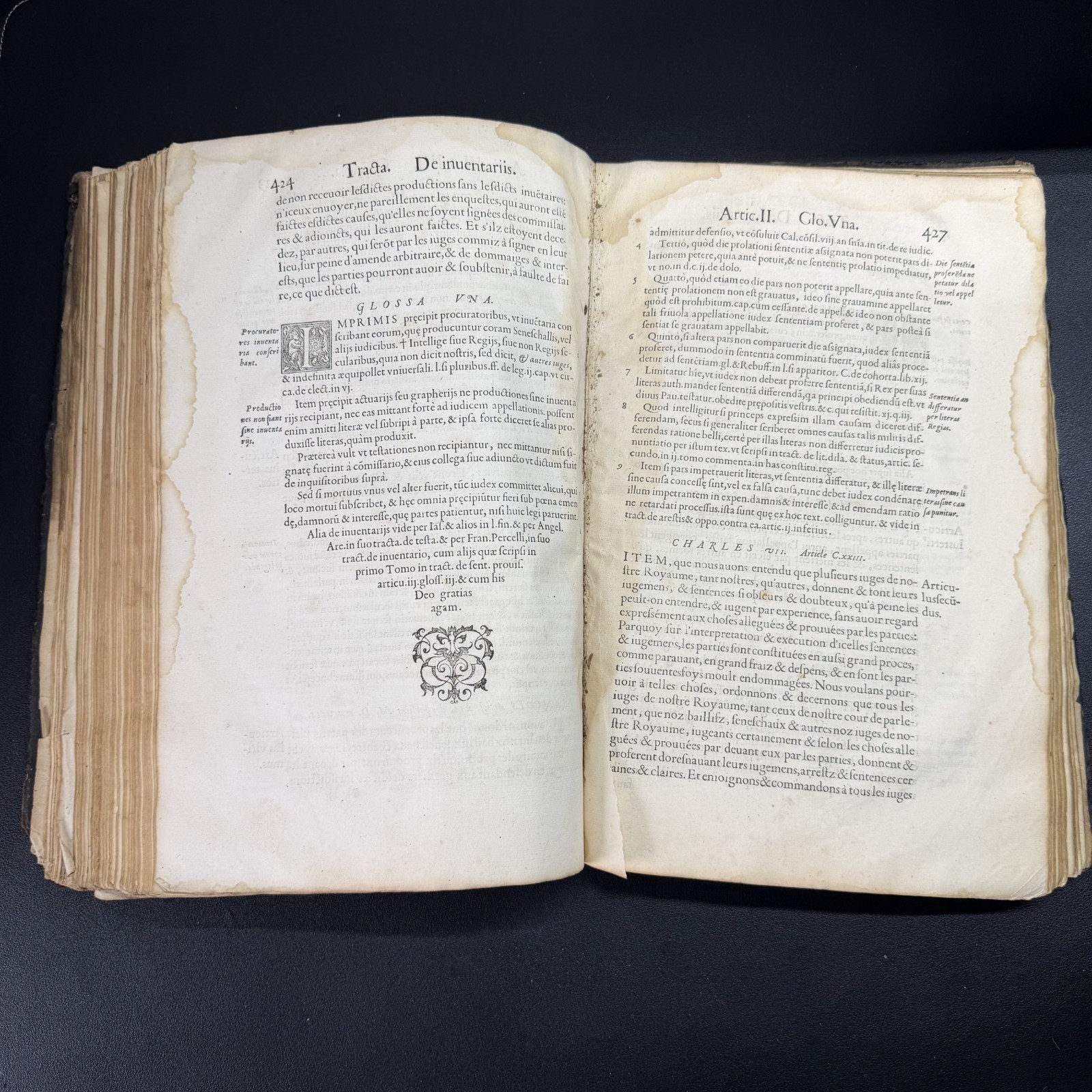 1555 Rebuffi Commentarii Latin French Law Folio Vol 3 Incomplete/Vandalized