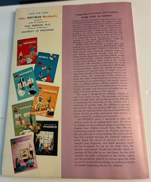 Vintage 1964 Whitman More Steps In PHONICS Book Volume III Workbook Ages 7-9