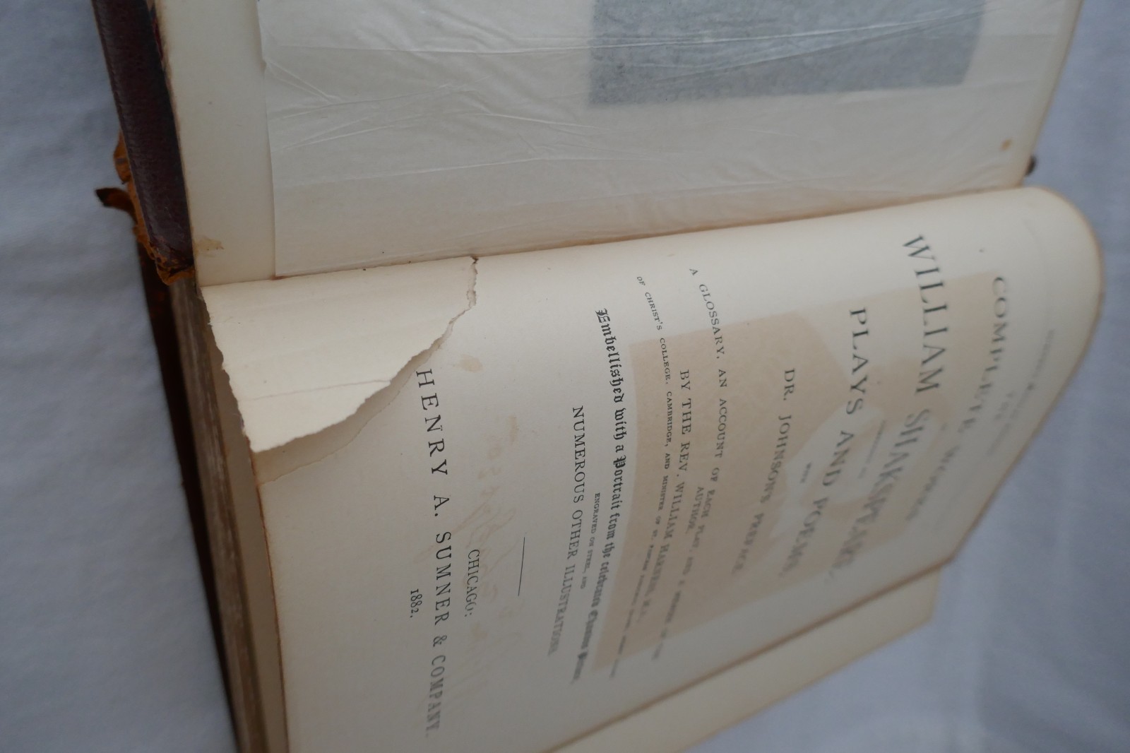 Antique 19th C. Complete Works of William Shakespeare Embossed Leather Book