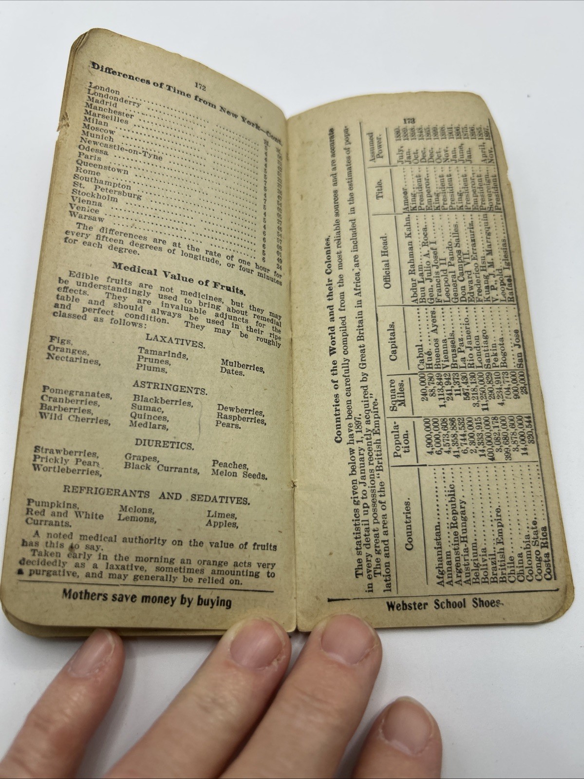 1897 WEBSTER Vest Pocket Dictionary Antique Miniature Red Cloth Book