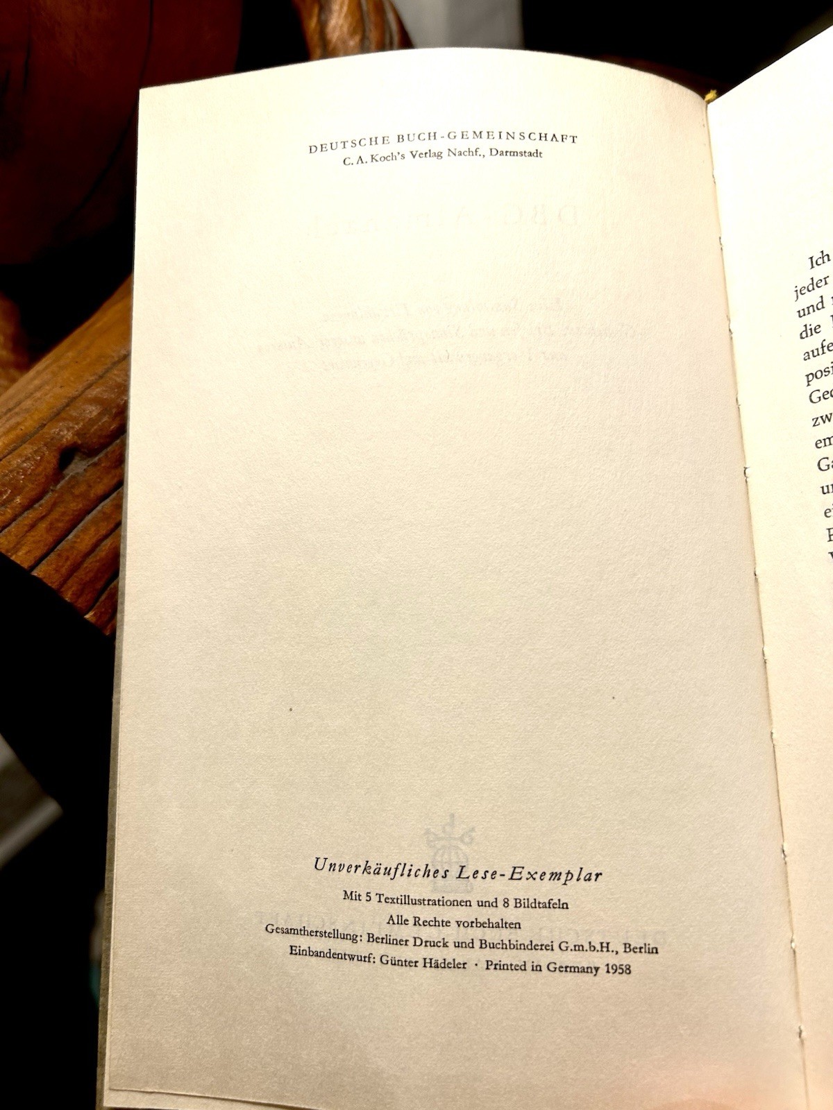 Vintage 1956 German Book Almanac DBG Lese-Exemplar Goethe Thomas Mann Rare
