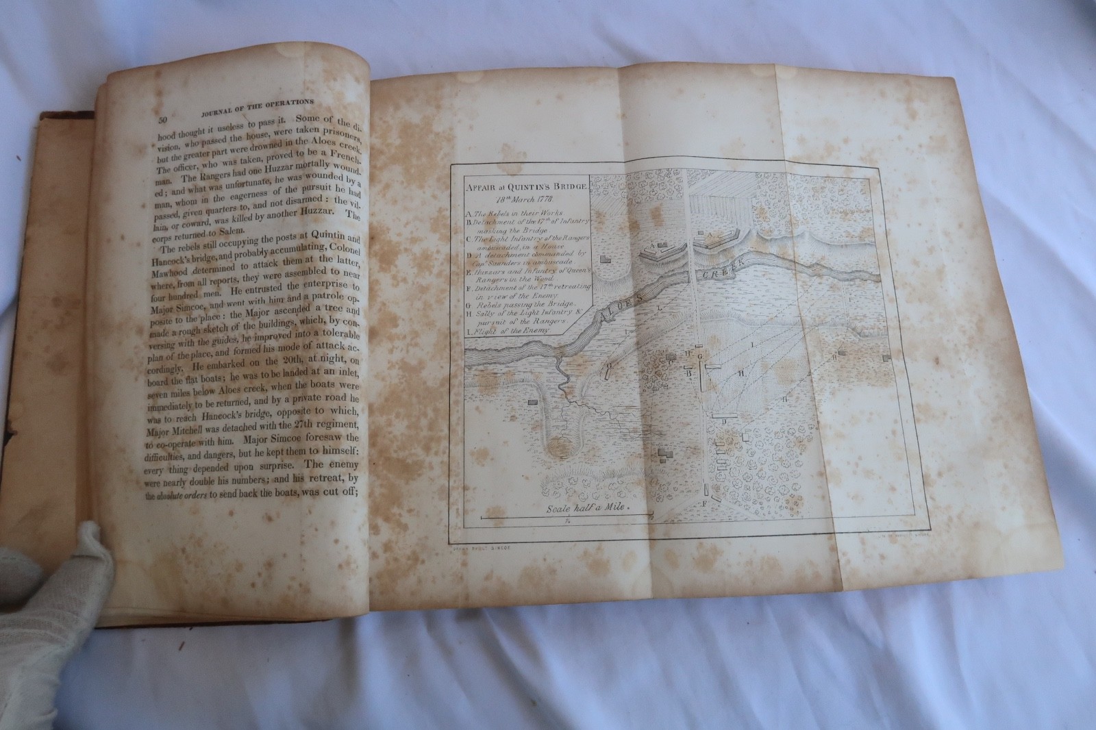 SIMCOE’S MILITARY JOURNAL 1844: Queen’s Rangers – 10 Folding Maps – READ DESC
