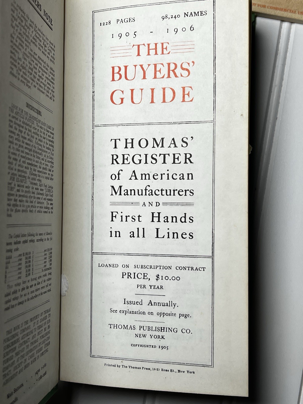 1905 antique THOMAS REGISTER AMERICAN MANUFACTURERS buyers guide domestic goods