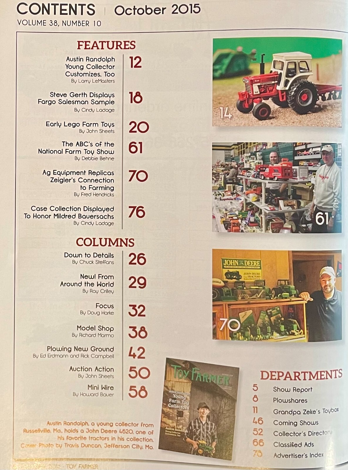 TOY FARMER Magazine OCTOBER 2015, TOY FARMER COLLECTORS, ERLY LEGO FARM TOYS