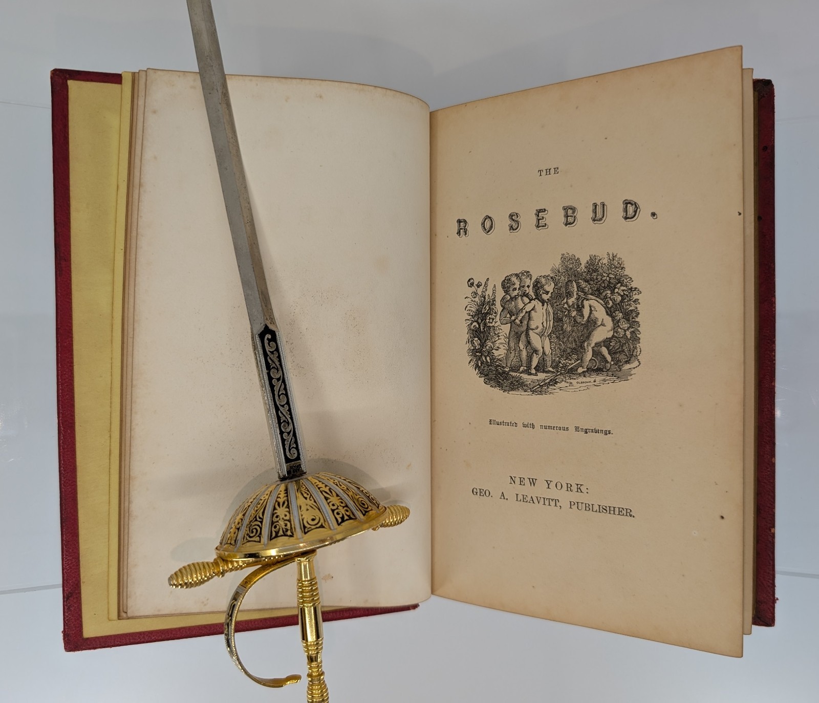 The Rosebud c. 1860s Antique Victorian Illustrated Leather Gift Book