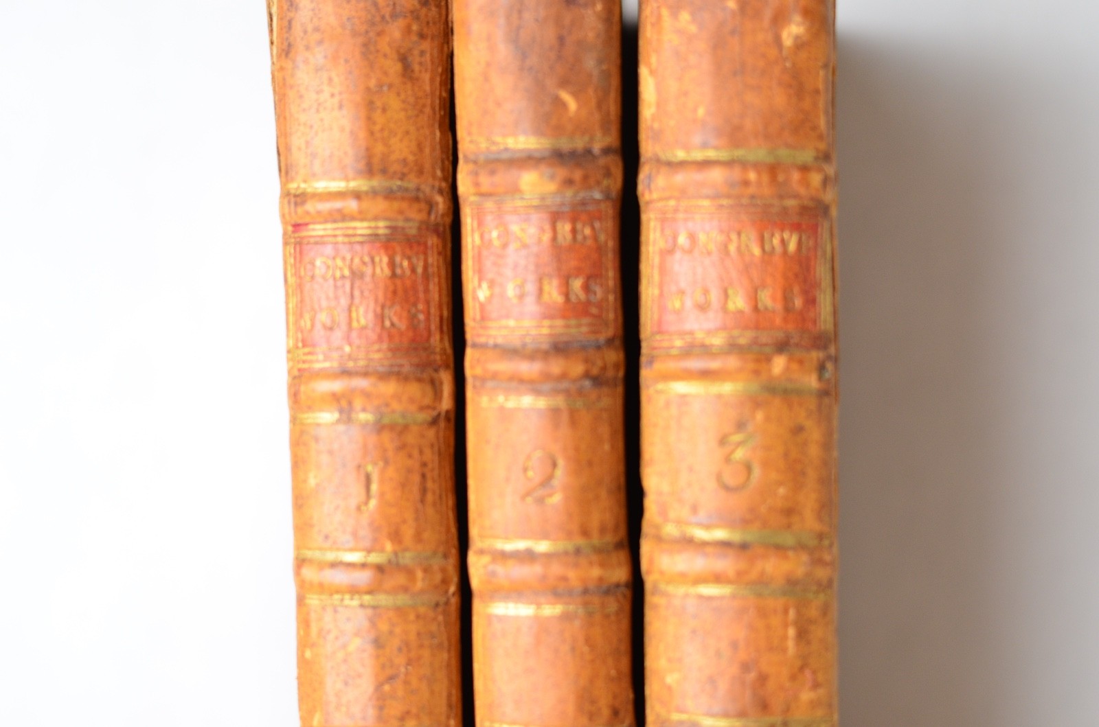 Antique Full Leather Bound Works of William Congreve 1753 – Complete 3 Volumes