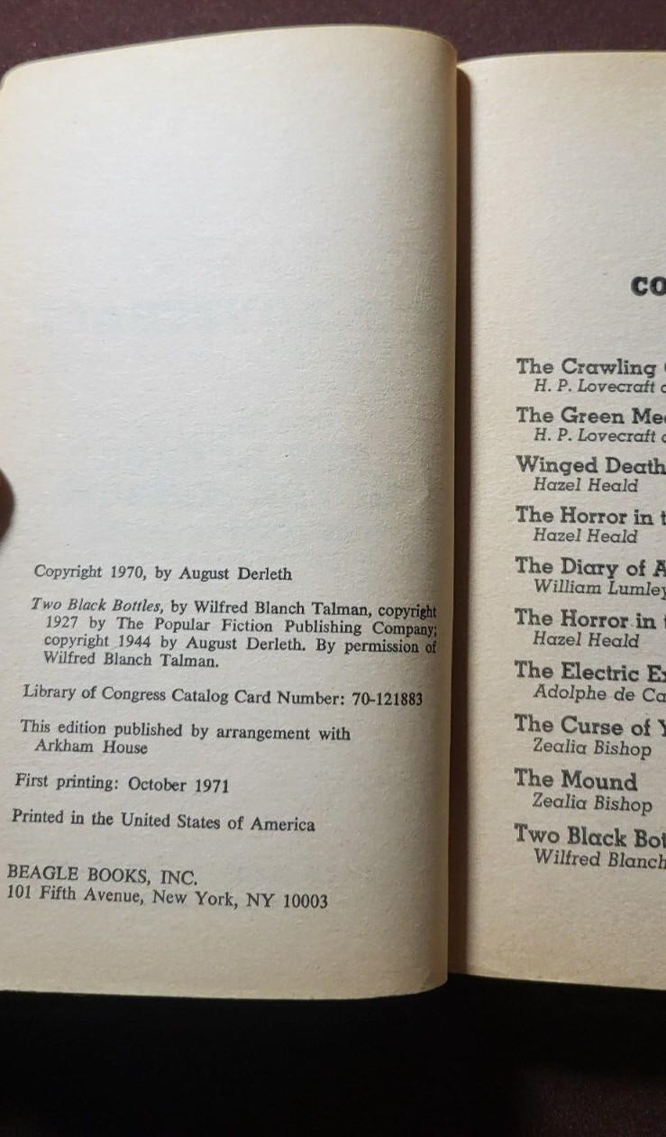 The Horror in the Museum by H.P. Lovecraft 1971 Beagle 1st Paperback