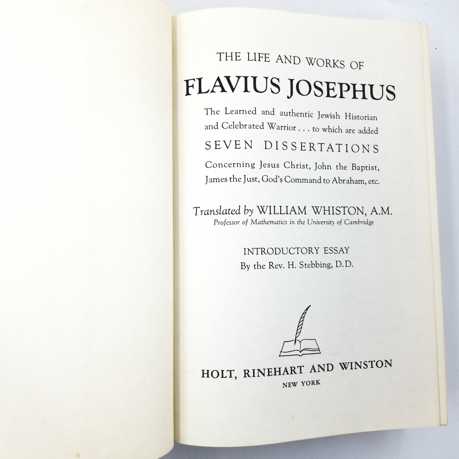 The Life and Works of Flavius Josephus edited by William Whiston – 1961 Edition