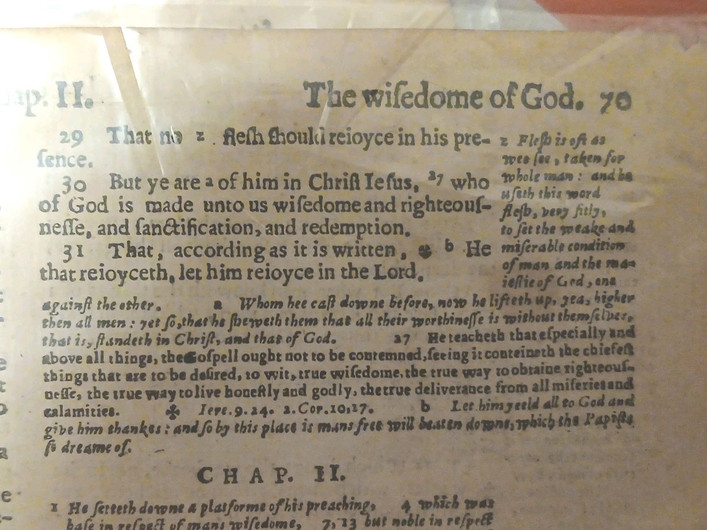 1599 Barker Rare HOLY Bible Page With C.O.A. In Plastic Sleeve
