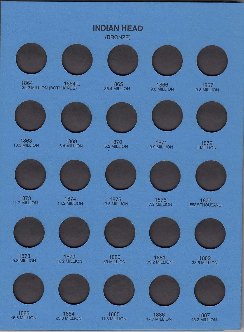 Whitman Blue Folder For US Flying Eagle Indian Cents Coins 1857 1909 Model 9003