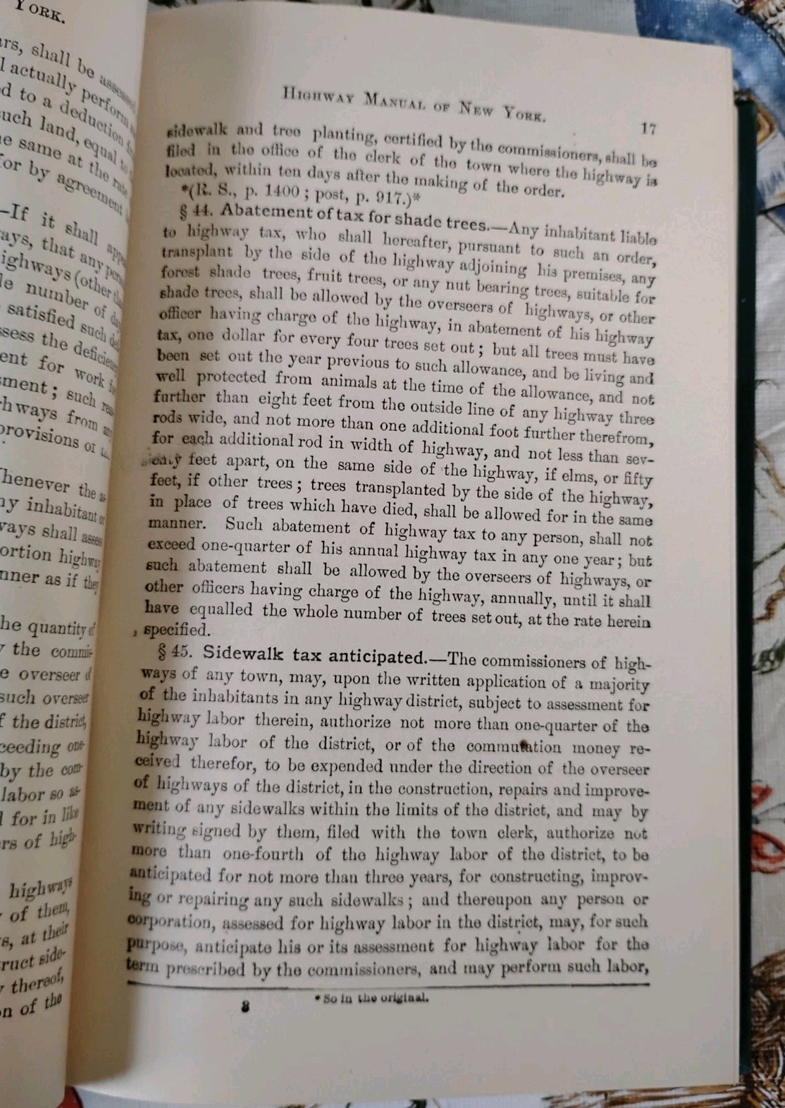 1893 HIGHWAY MANUAL State of NEW YORK 1st Ed NY Road Laws Engineering VTG