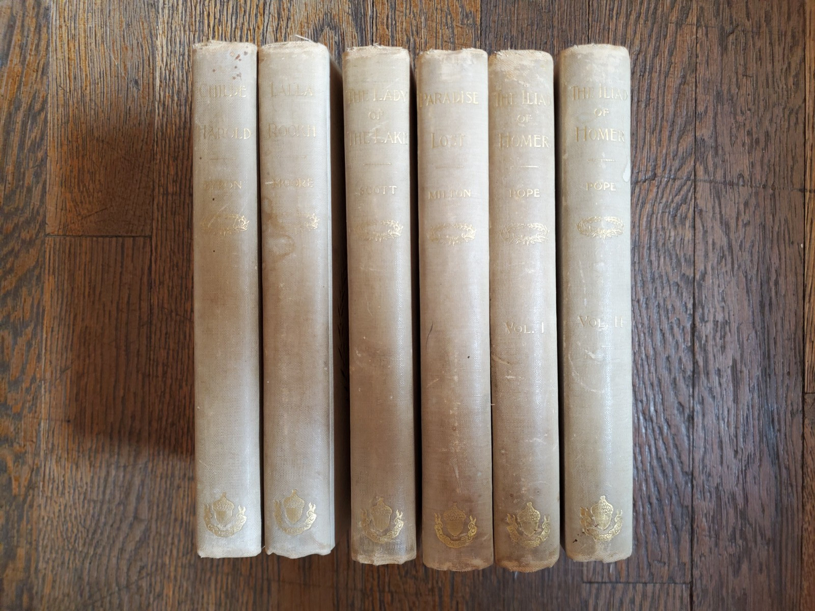 Laurel Crowned Verse set of six vintage hardcover books, 1891 and 1892
