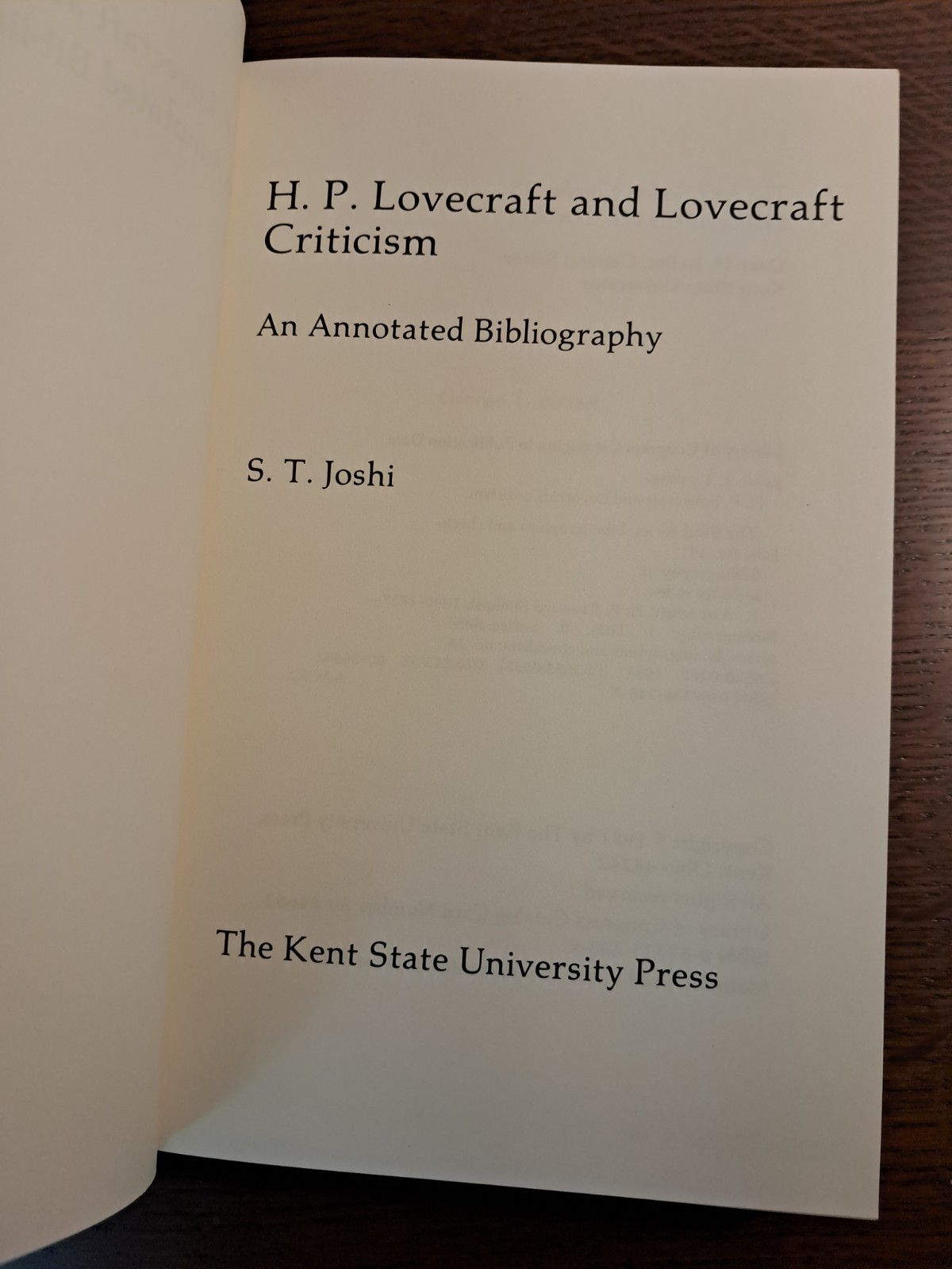 S T JOSHI / H P Lovecraft and Lovecraft Criticism An Annotated Bibliography