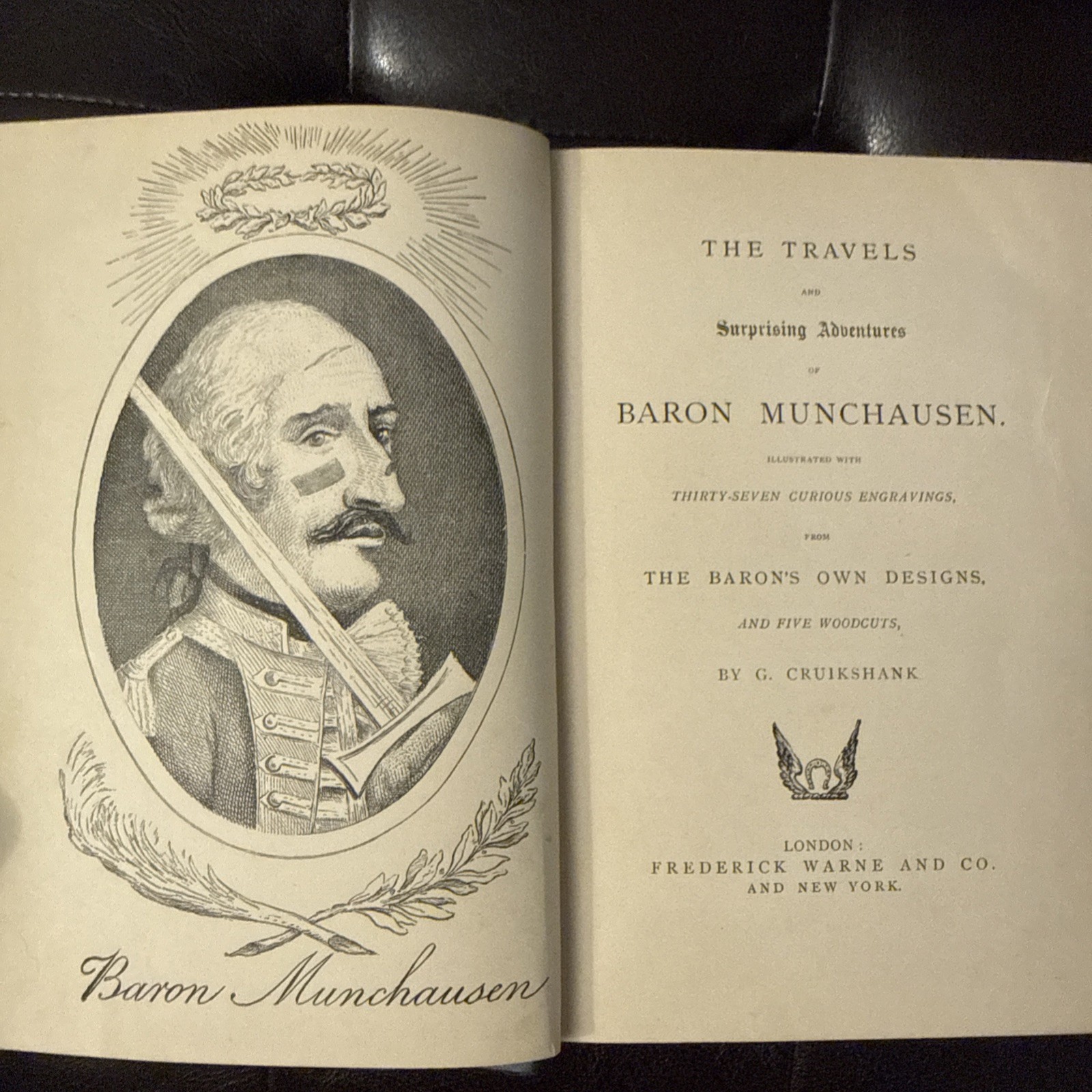 Antique Baron Munchausen Raspe Cruikshank Illustrated Frederick Warne HC