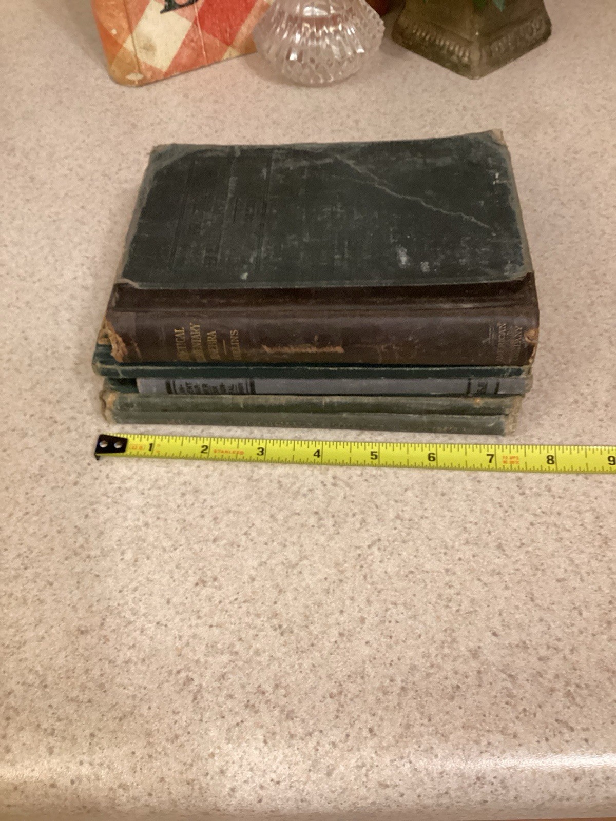 Very Old School Book Various Subjects Library Decor Set Of 5